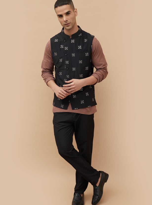 MELANGE Embroidered Nehru Jacket
