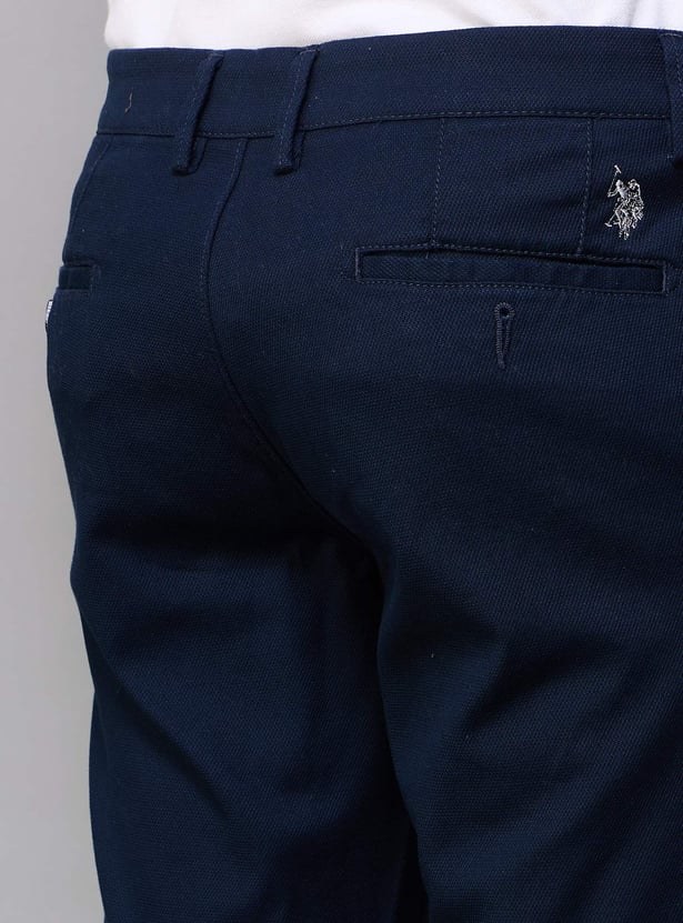 US POLO ASSN Solid Slim Tapered Trousers
