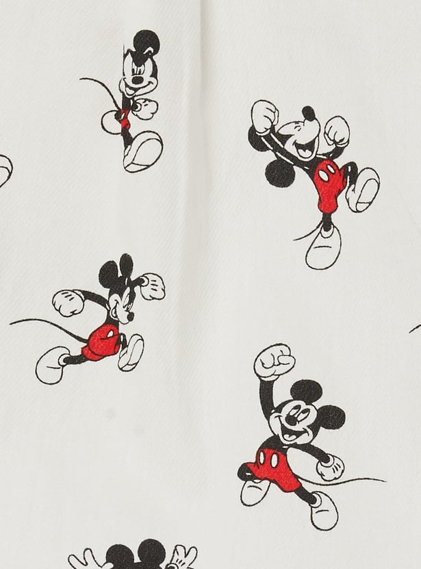 JUNIORS Boys Mickey Mouse Print Shirt with Bow