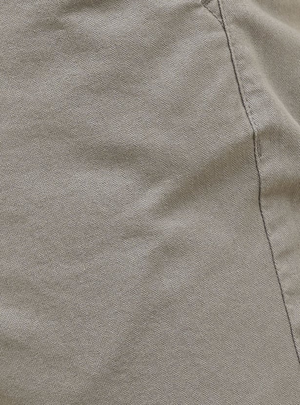 CODE UNWIND Solid Drawstring Waist Shorts