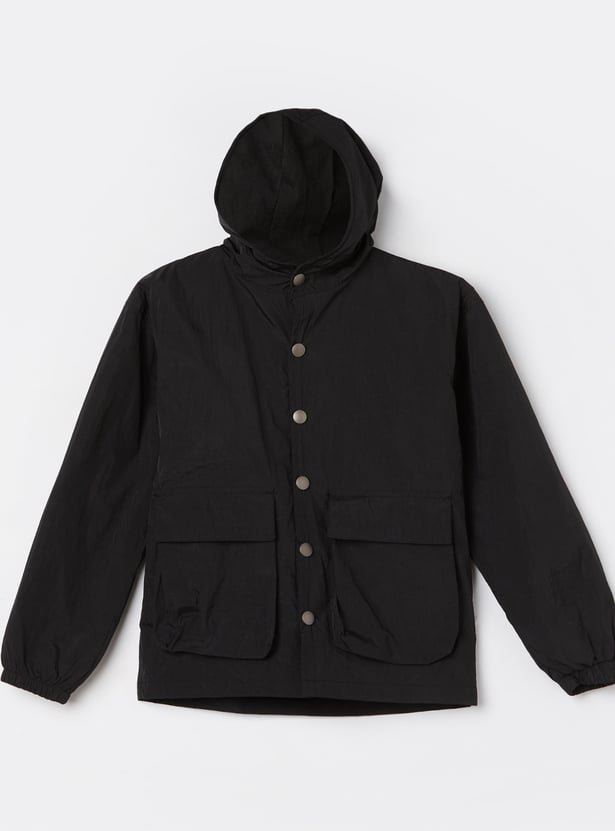 FAME FOREVER Boys Button Front Hooded Jacket