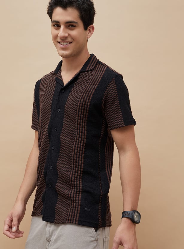 DENIMIZE Knitted Cuban Collar Shirt