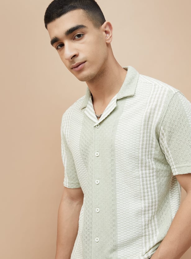 DENIMIZE Knitted Cuban Collar Shirt