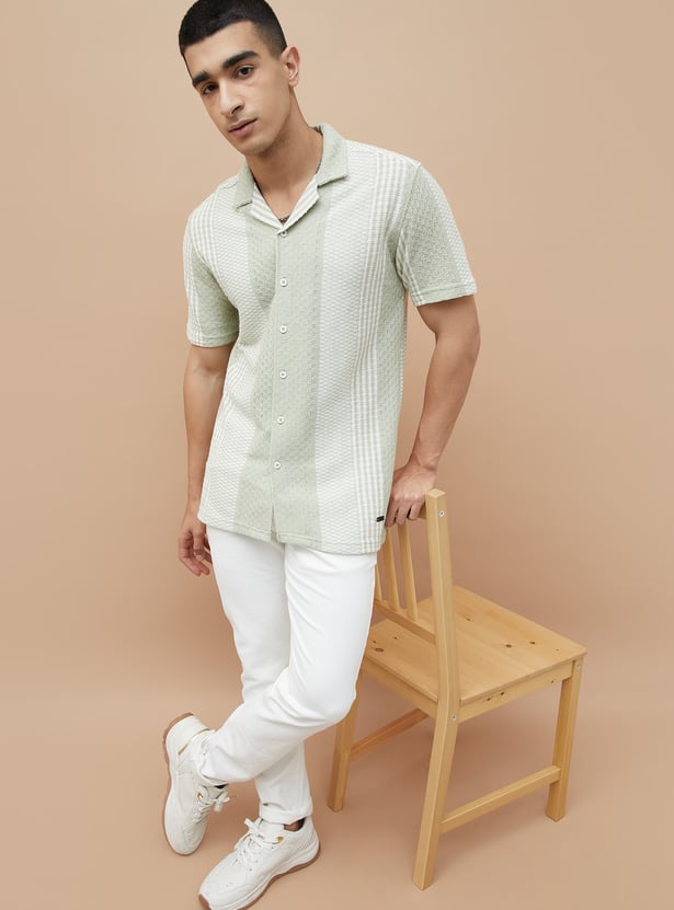 DENIMIZE Knitted Cuban Collar Shirt