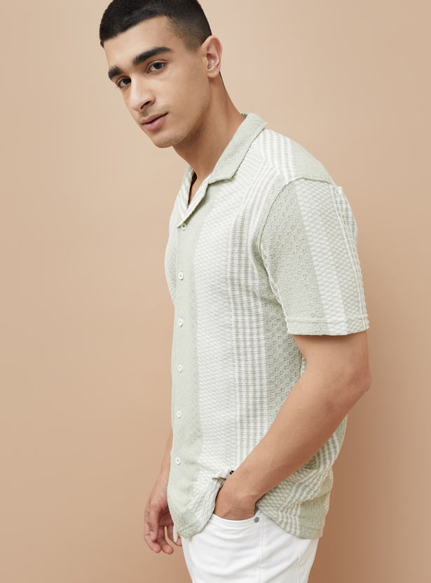DENIMIZE Knitted Cuban Collar Shirt