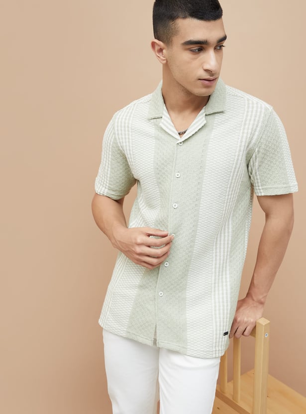 DENIMIZE Knitted Cuban Collar Shirt