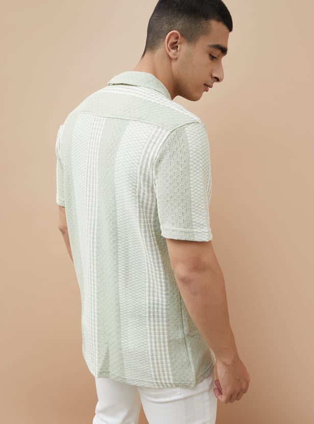 DENIMIZE Knitted Cuban Collar Shirt