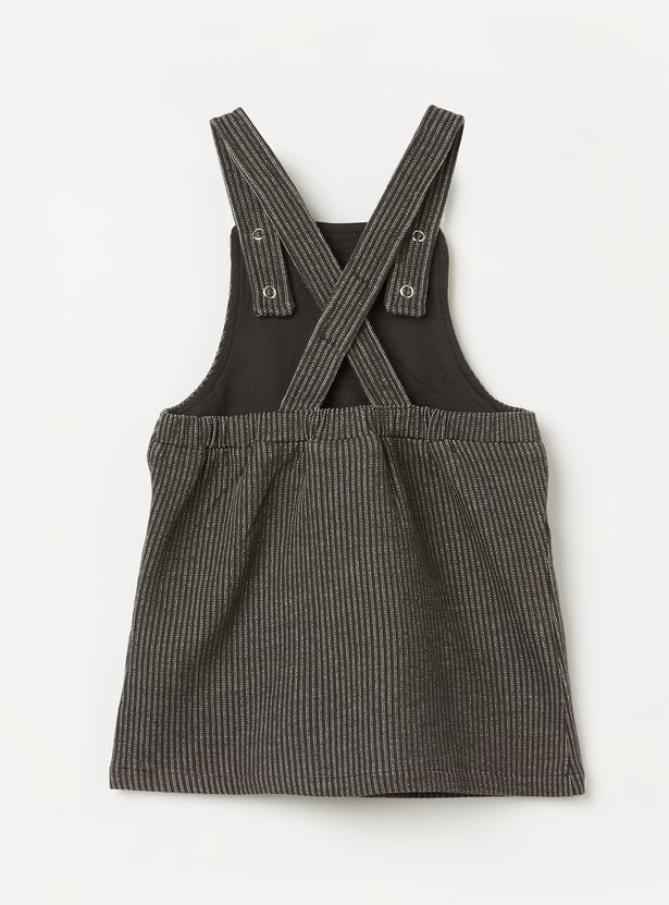 JUNIORS Girls Striped Pinafore Dress