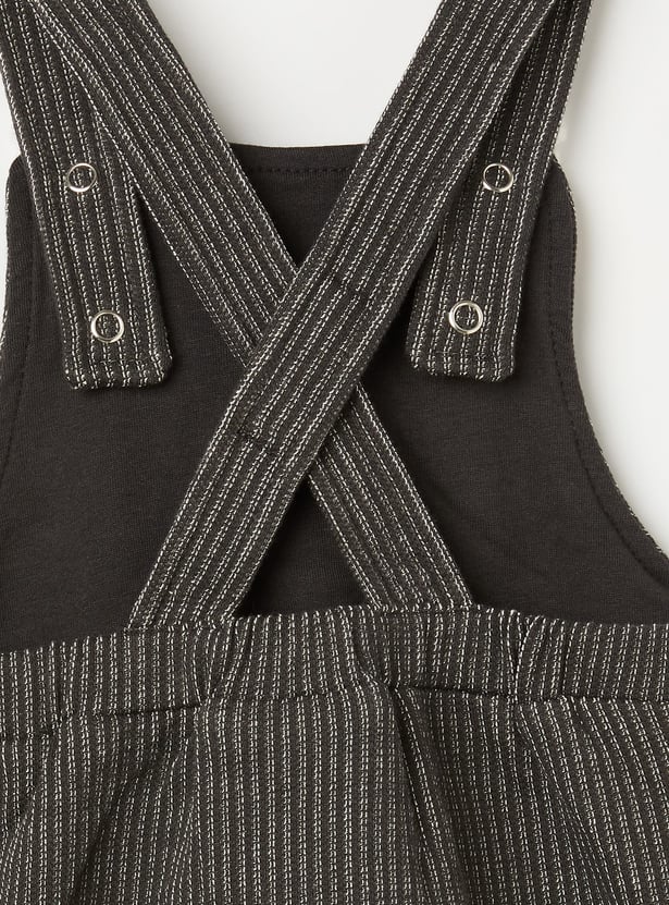 JUNIORS Girls Striped Pinafore Dress