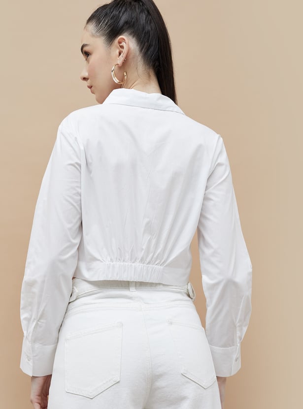 GINGER Solid Cropped Shirt