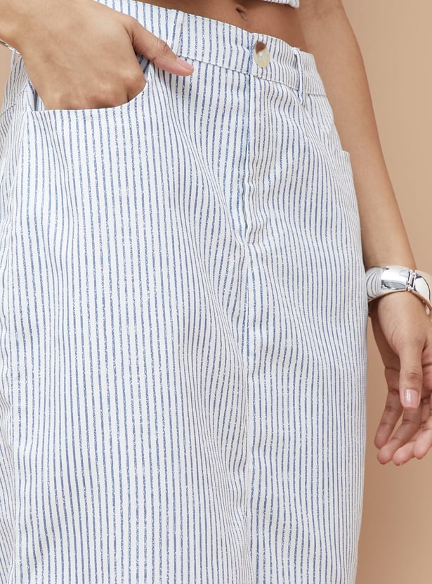 GINGER Striped Midi Skirt
