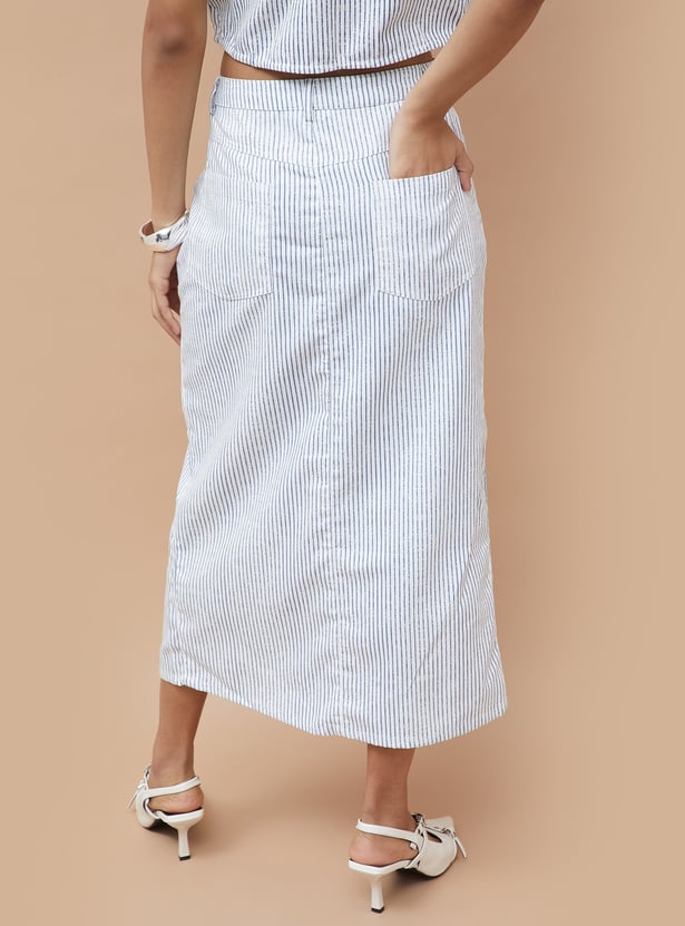 GINGER Striped Midi Skirt