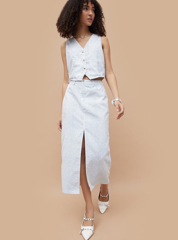GINGER Striped Midi Skirt