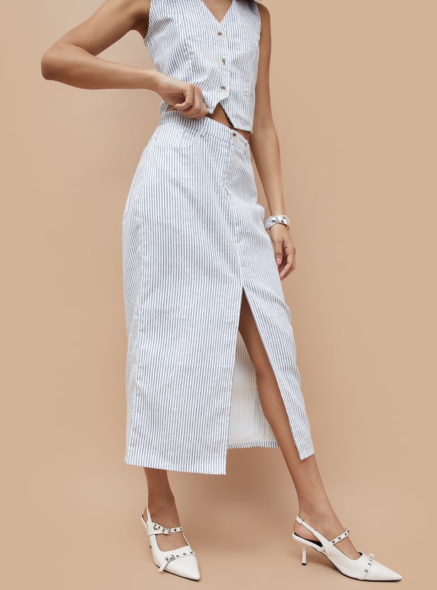 GINGER Striped Midi Skirt