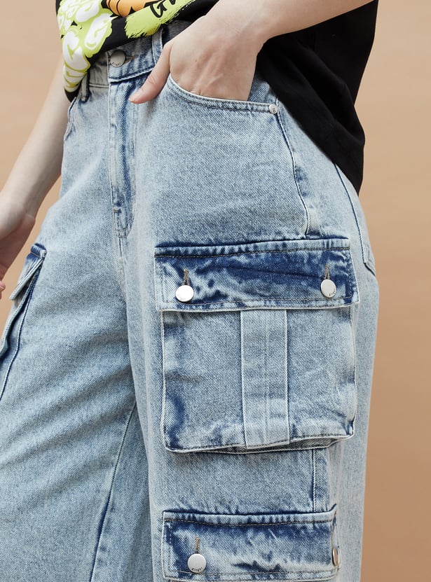 GINGER Acidwashed Cargo Jeans