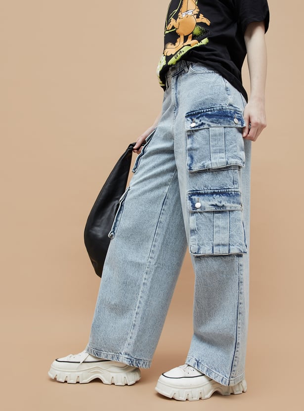GINGER Acidwashed Cargo Jeans