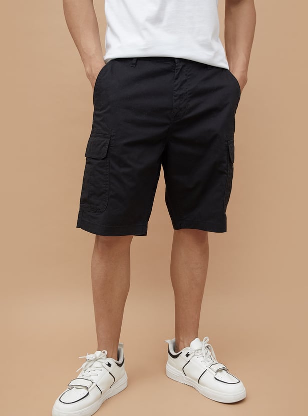 FAME FOREVER Solid Cargo Shorts