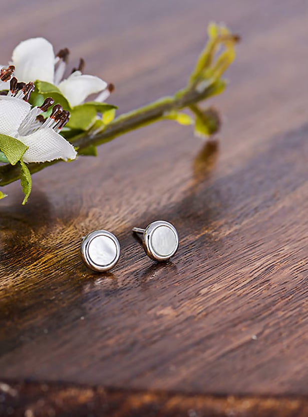 GIVA Sterling Silver Full Moon Stud Earrings