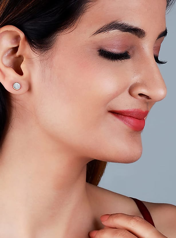 GIVA Sterling Silver Full Moon Stud Earrings