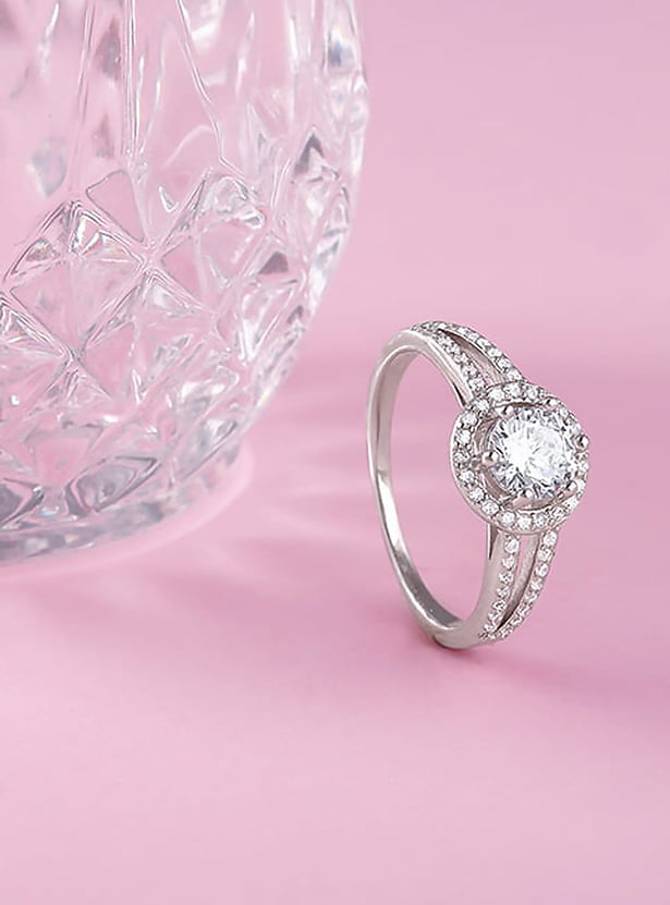 GIVA Embellished Sterling Silver Ring