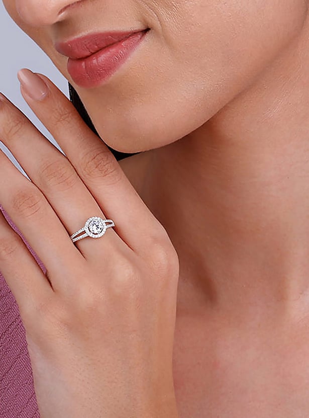 GIVA Embellished Sterling Silver Ring