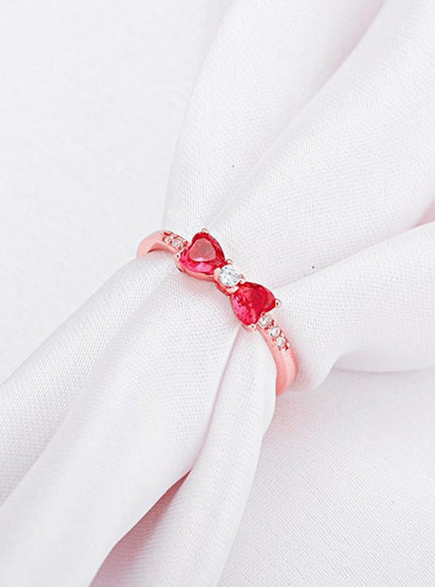 GIVA Sterling Silver Anushka Sharma Cherry Bow Heart Ring