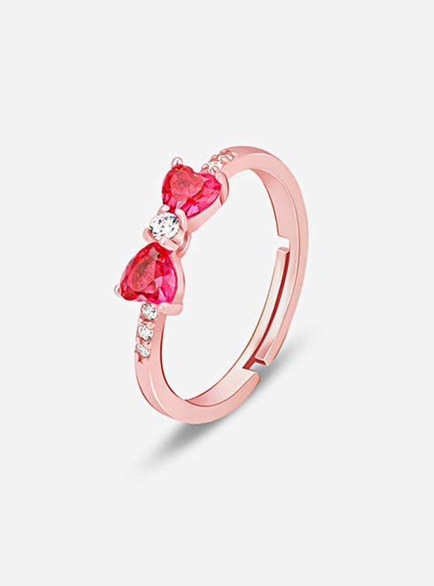 GIVA Sterling Silver Anushka Sharma Cherry Bow Heart Ring
