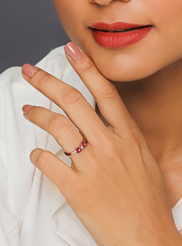 GIVA Sterling Silver Anushka Sharma Cherry Bow Heart Ring