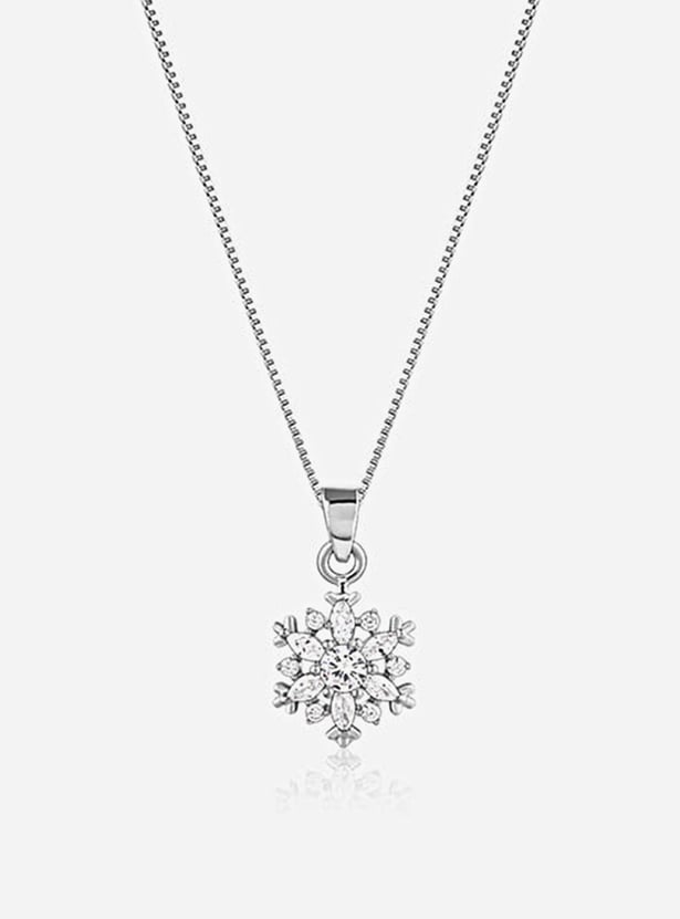 GIVA Sterling Silver Snowflake Pendant with Chain