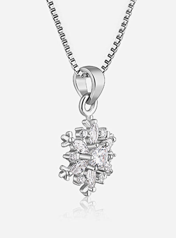 GIVA Sterling Silver Snowflake Pendant with Chain