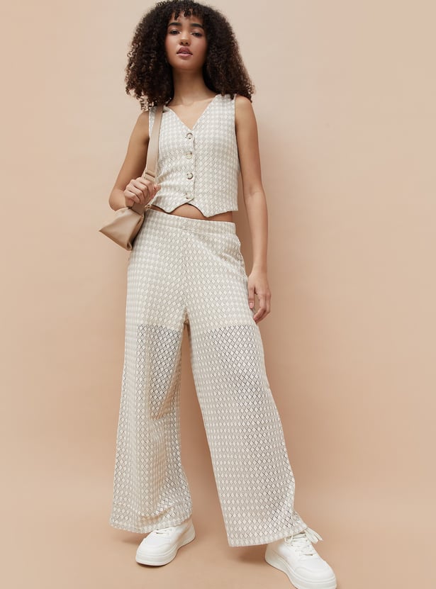 GINGER Lace-Knit Flared Pants