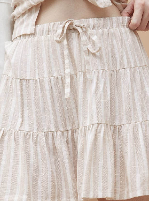 GINGER Striped Tiered Mini Skirt