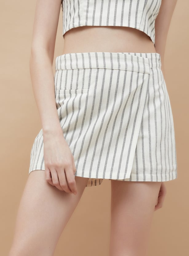 GINGER Striped Wrap Mini Skorts