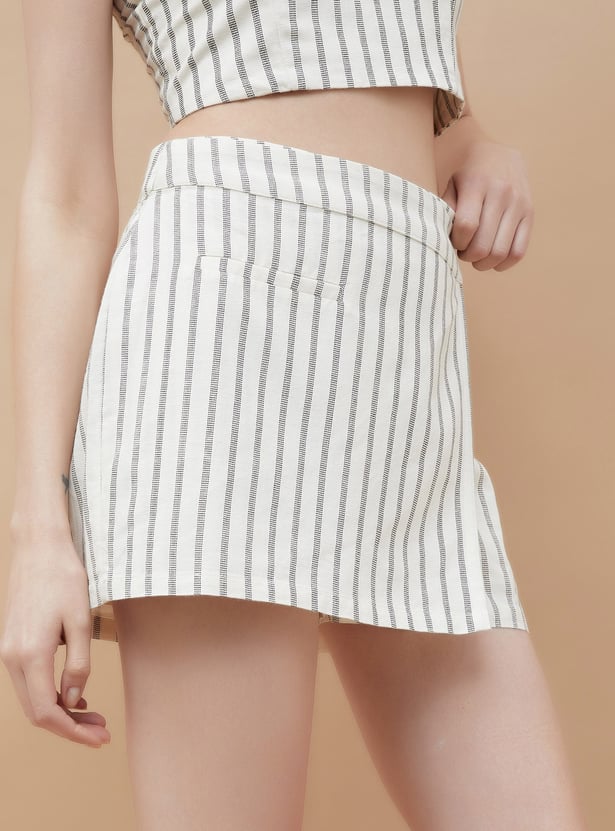 GINGER Striped Wrap Mini Skorts