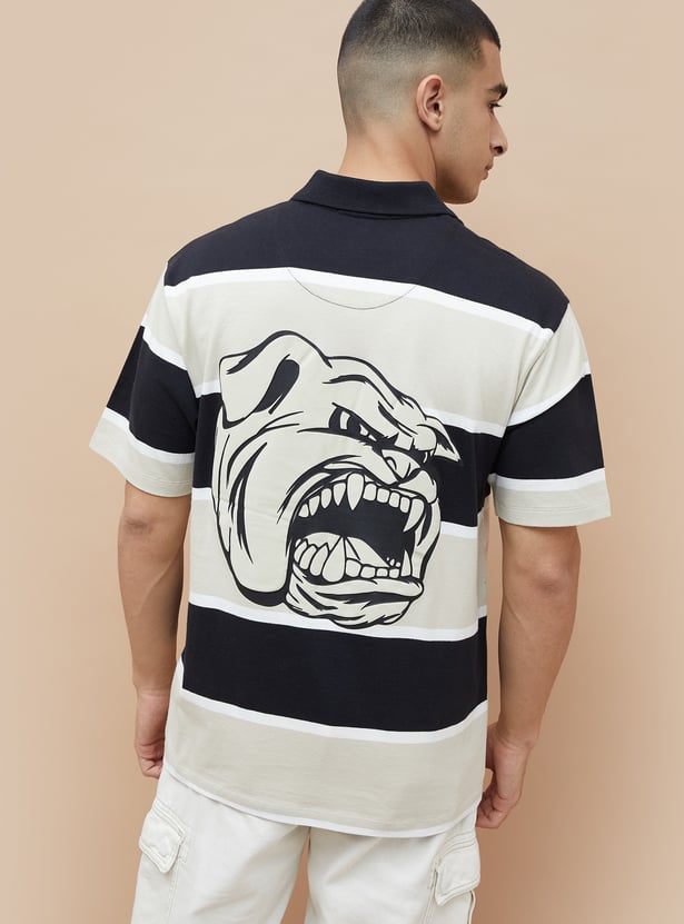 FAME FOREVER Back Printed Polo T-shirt