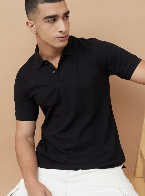 FAME FOREVER Textured Polo T-shirt