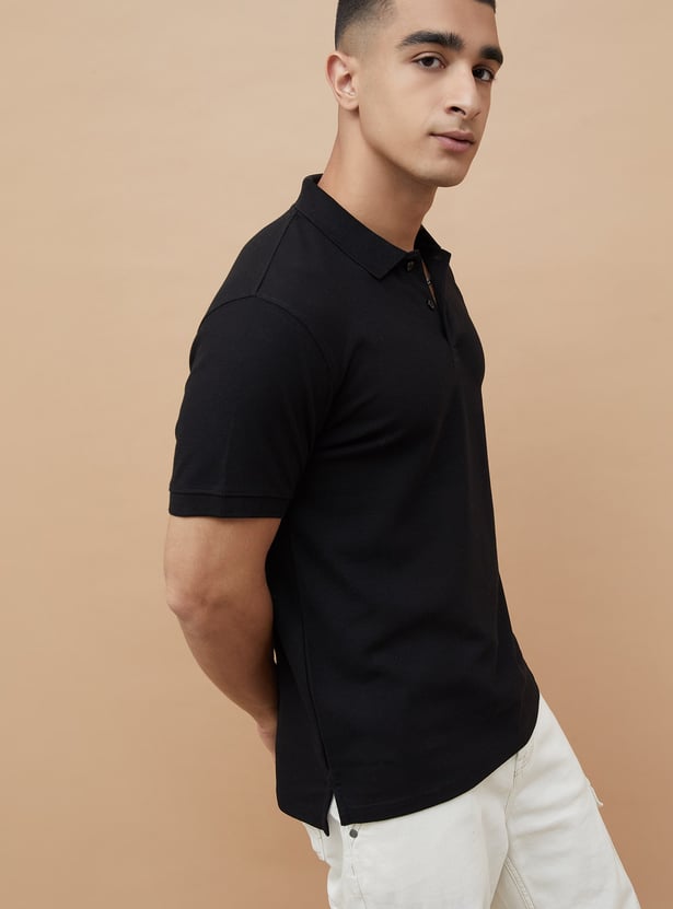 FAME FOREVER Textured Polo T-shirt