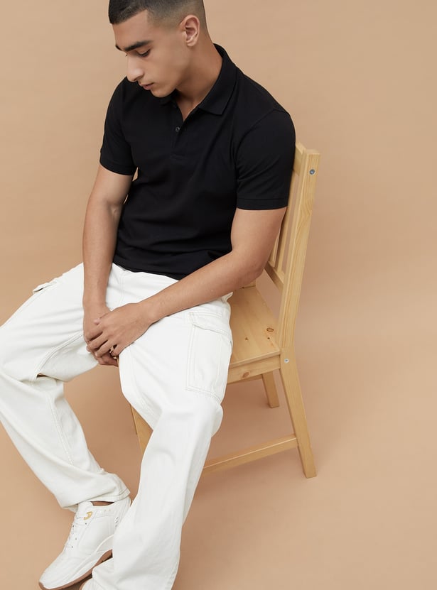 FAME FOREVER Textured Polo T-shirt
