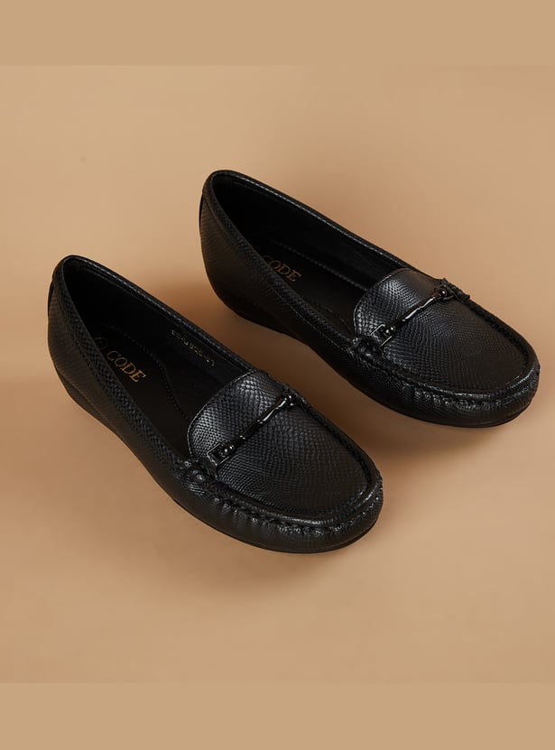 CODE Textured Wedge Loafers
