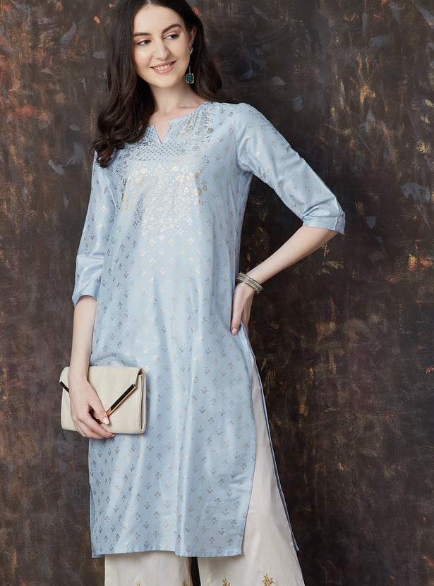 MELANGE Foil Print Straight Kurta