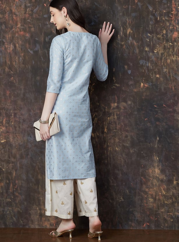 MELANGE Foil Print Straight Kurta