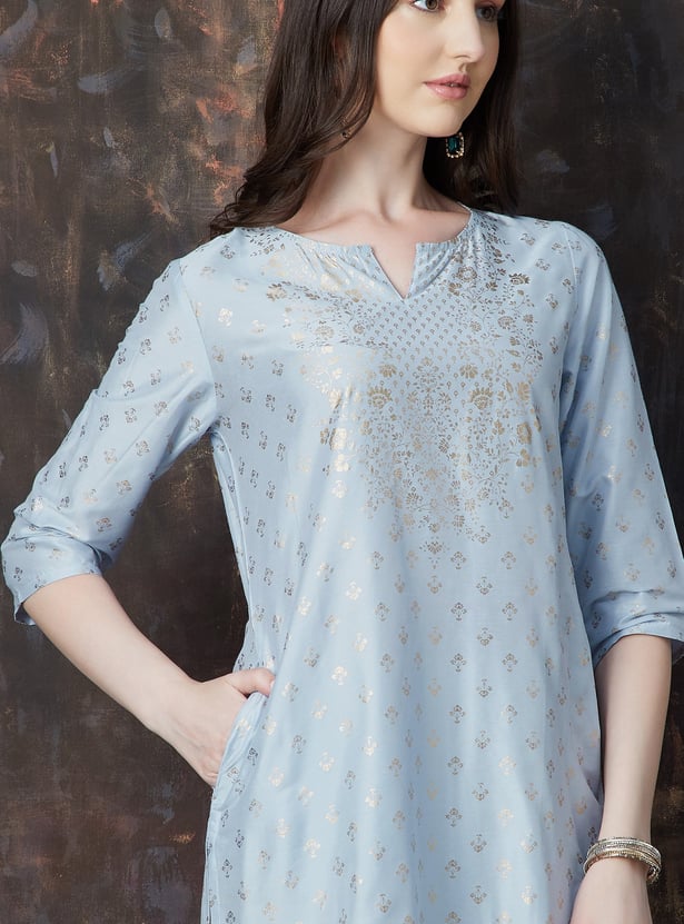 MELANGE Foil Print Straight Kurta