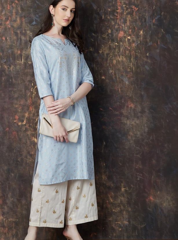MELANGE Foil Print Straight Kurta
