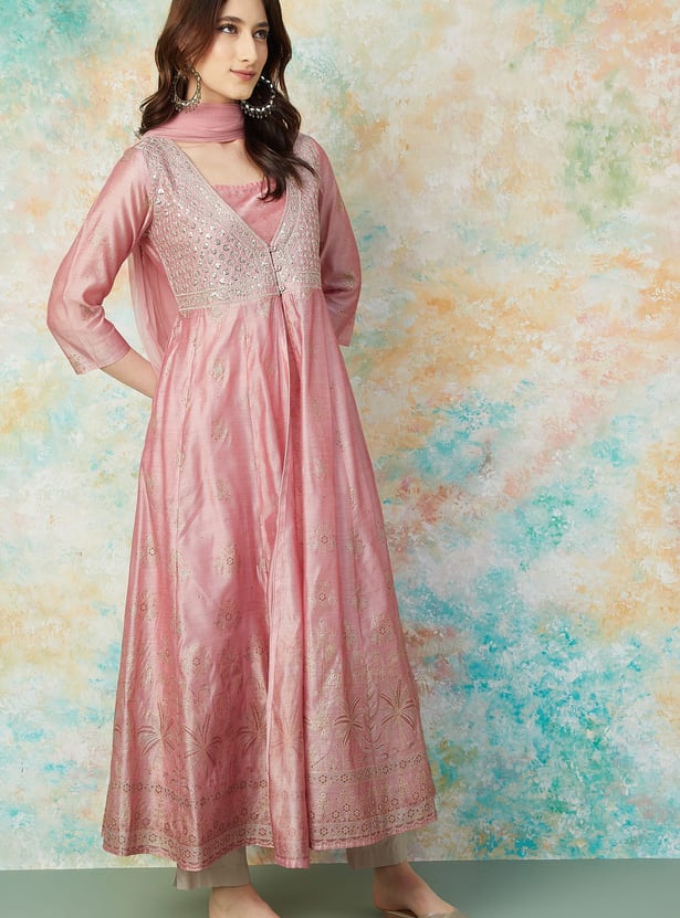 MELANGE Embriodered Kalidar Kurta Set
