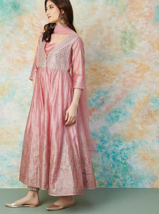 MELANGE Embriodered Kalidar Kurta Set