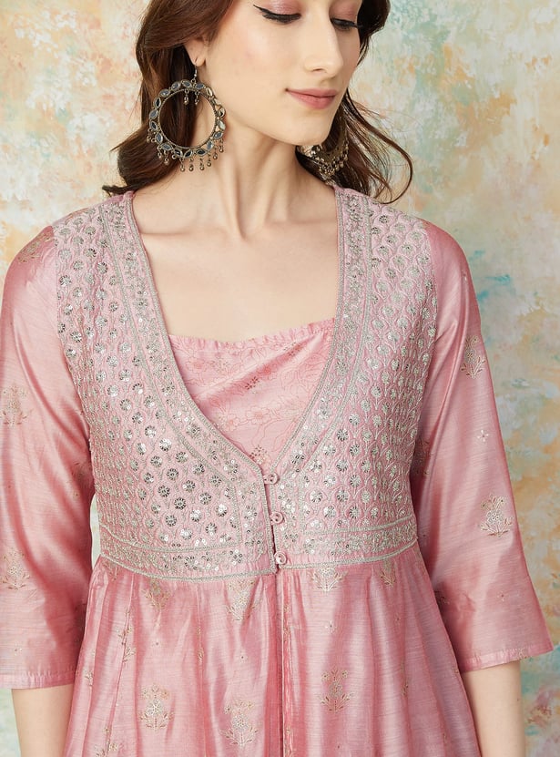 MELANGE Embriodered Kalidar Kurta Set