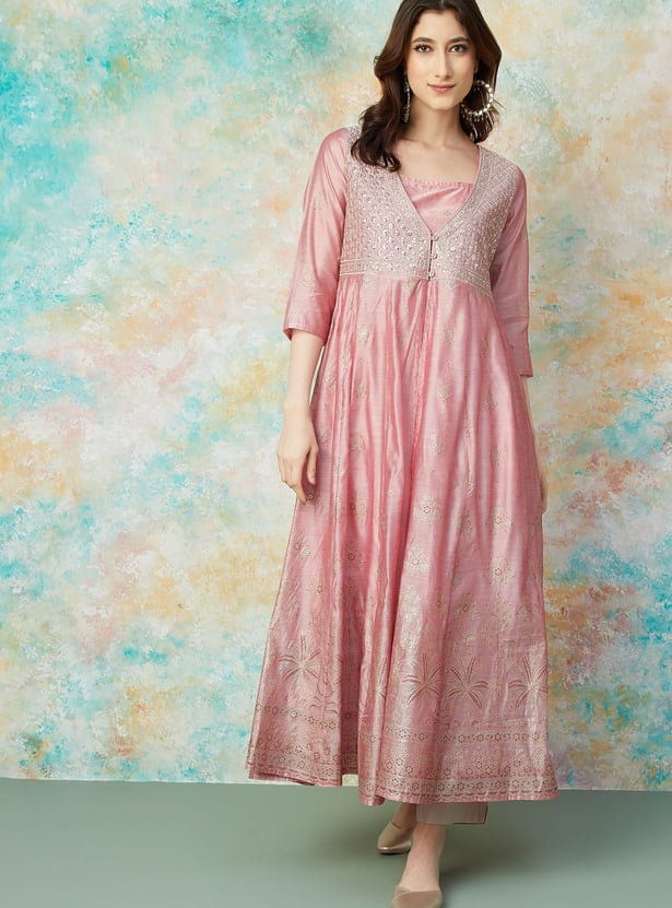 MELANGE Embriodered Kalidar Kurta Set