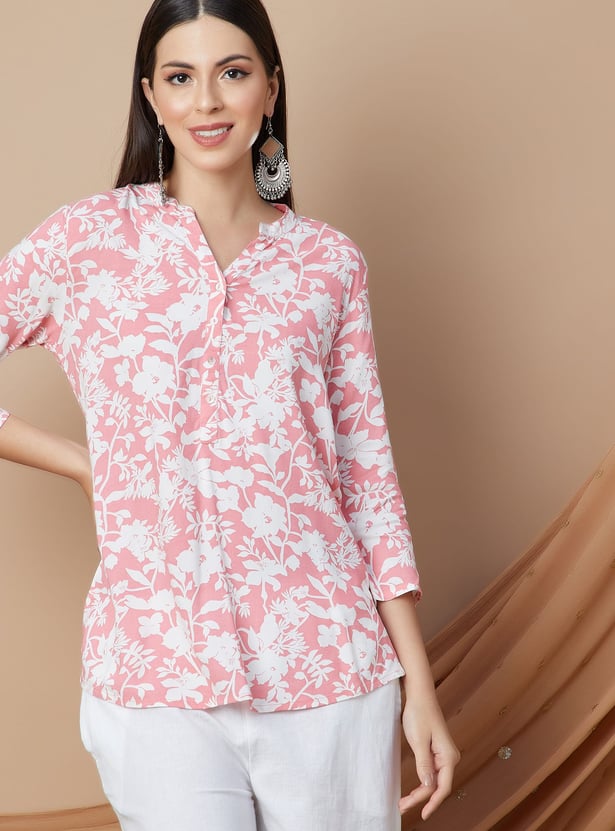 MELANGE Floral Print Straight Kurti