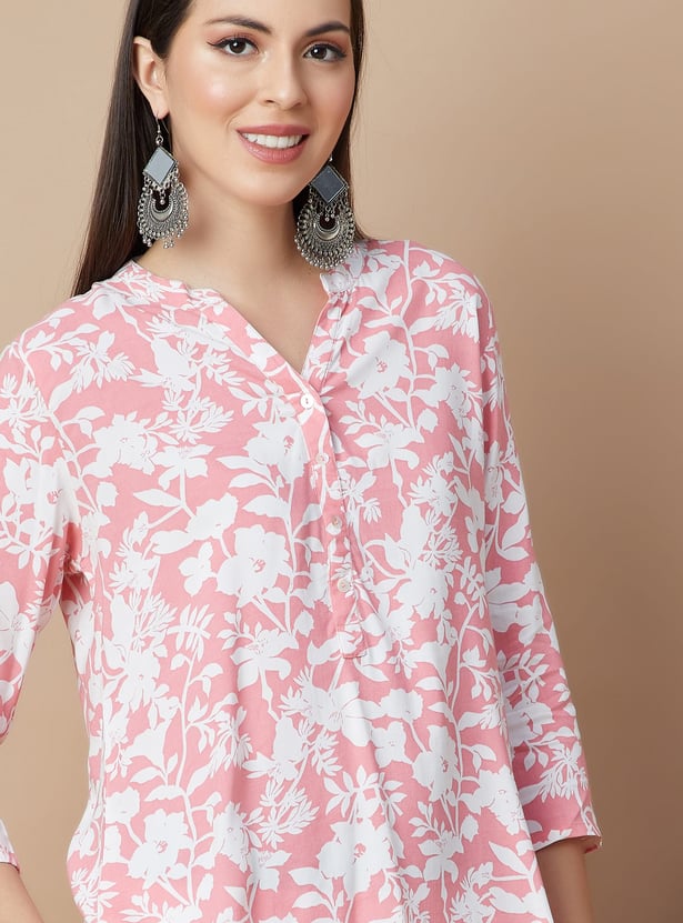 MELANGE Floral Print Straight Kurti