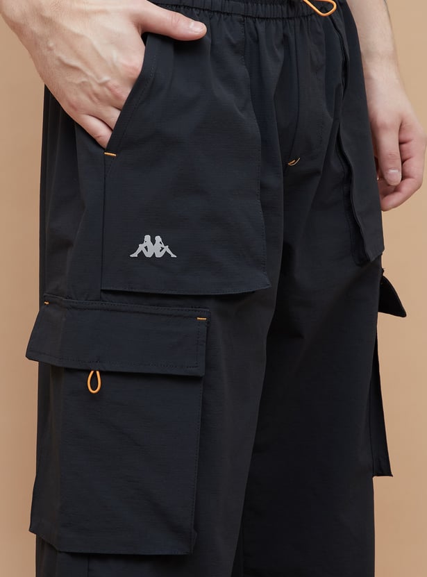 KAPPA Solid Relaxed Fit Sports Cargo Track Pants
